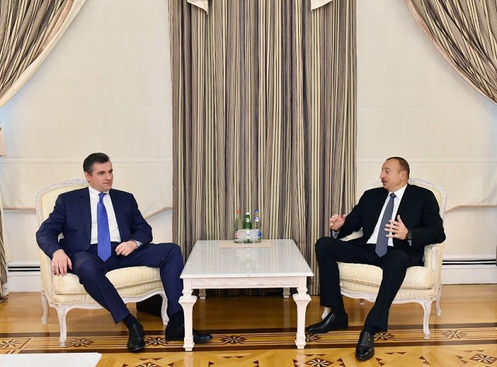 Ilham Aliyev receives head of Russian State Duma Committee  